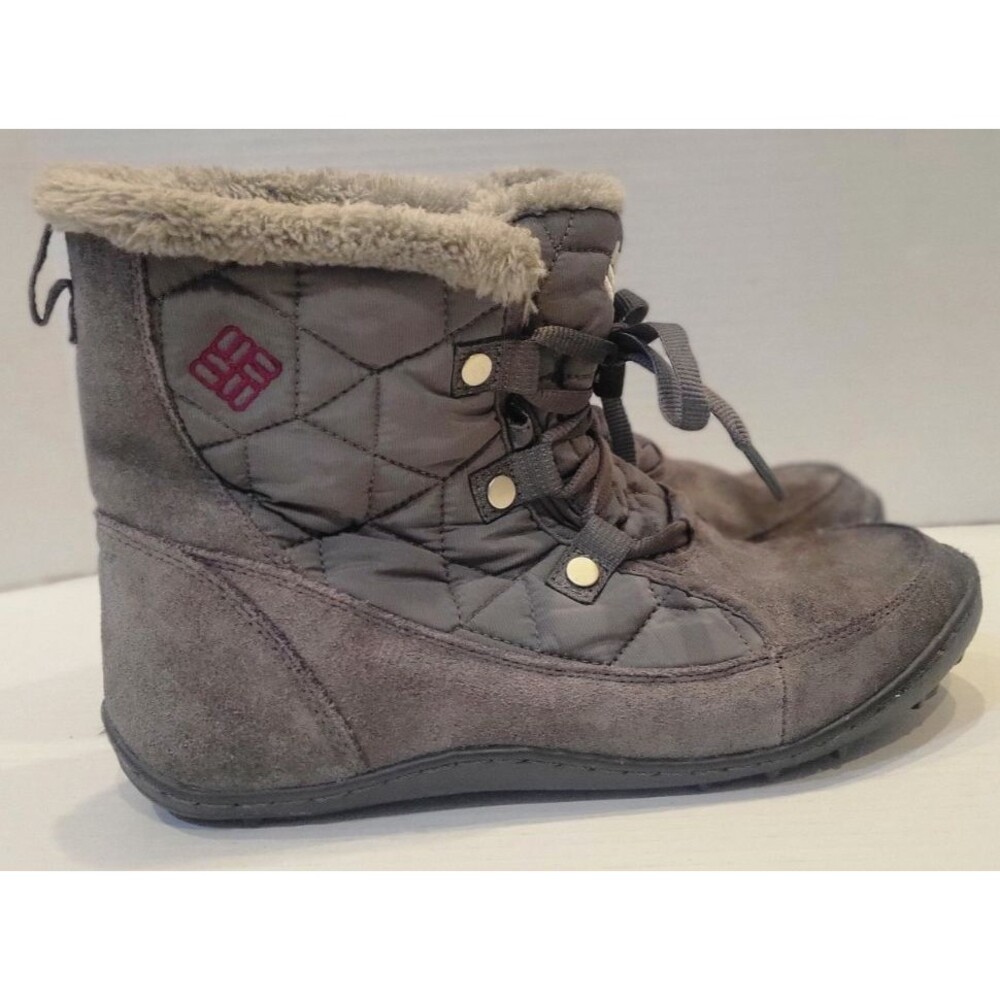 Columbia Minx Shorty Boots Womens 9.5 Gray Waterproof Faux Fur 200 Gram